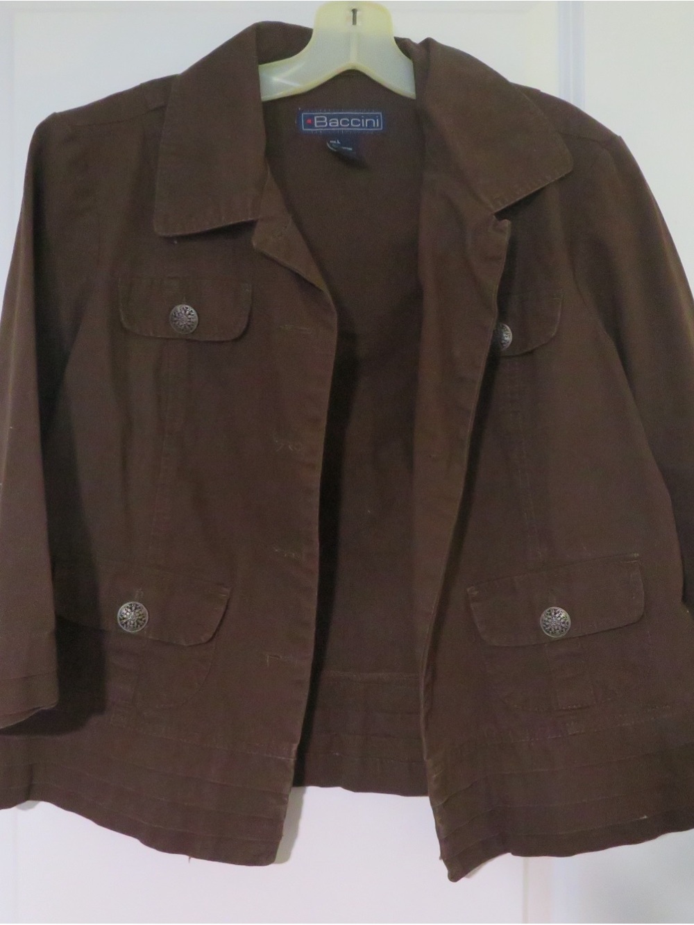 Baccini Dark Brown Utility Jacket with Decorative Buttons